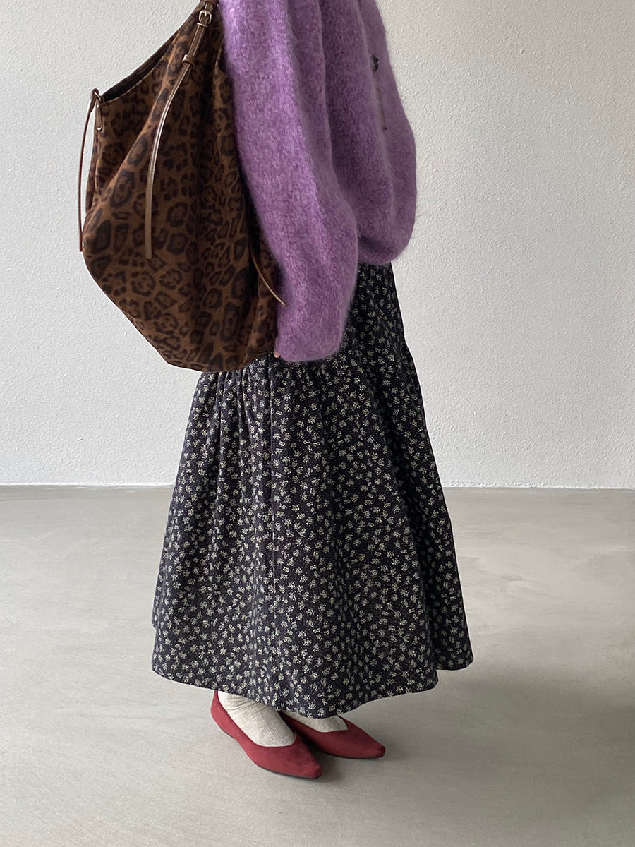 【cimz1729】實拍復古時髦碎花加絨長裙251128