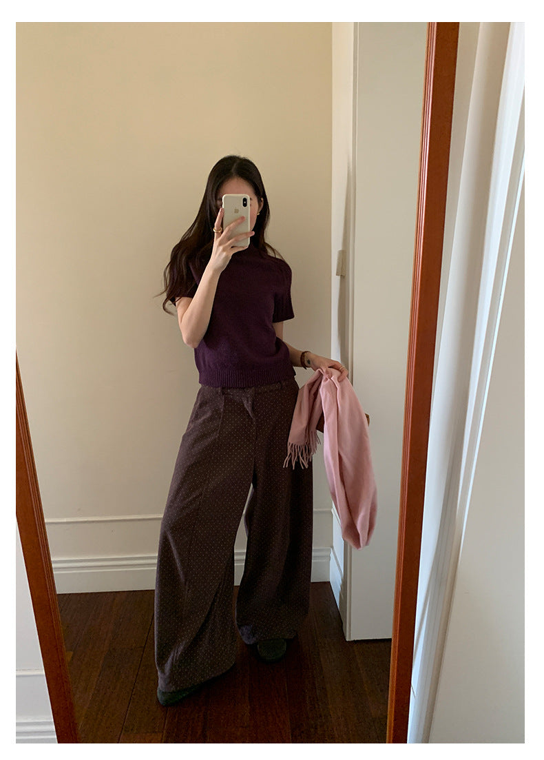 【H5516】實拍高領氣質短袖針織衫251125