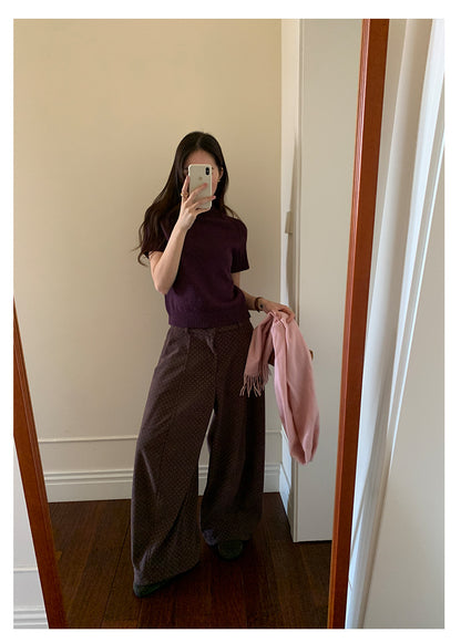 【H5516】實拍高領氣質短袖針織衫251125