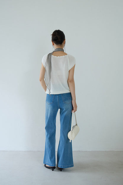 【LD11326】S~XL神級包容力大長腿👖四面彈舒適高腰顯瘦微喇叭牛仔褲260601