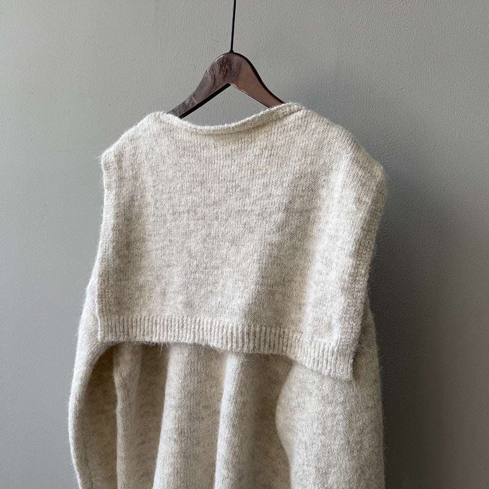 【Y25805】 實拍溫柔軟糯V領毛衣+針織披肩(含羊毛3％）251023