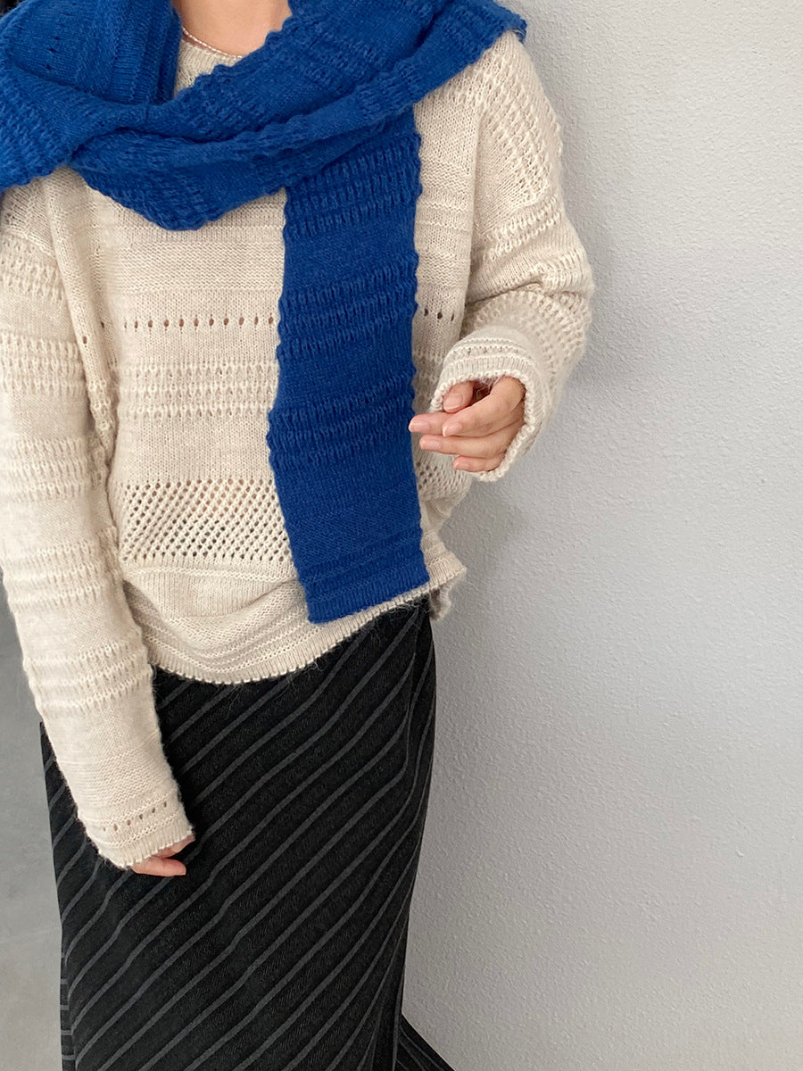 【cim1293】實拍氣質鏤空提花寬鬆慵懶針織衫(15羊毛)251030