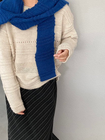 【cim1293】實拍氣質鏤空提花寬鬆慵懶針織衫(15羊毛)251030