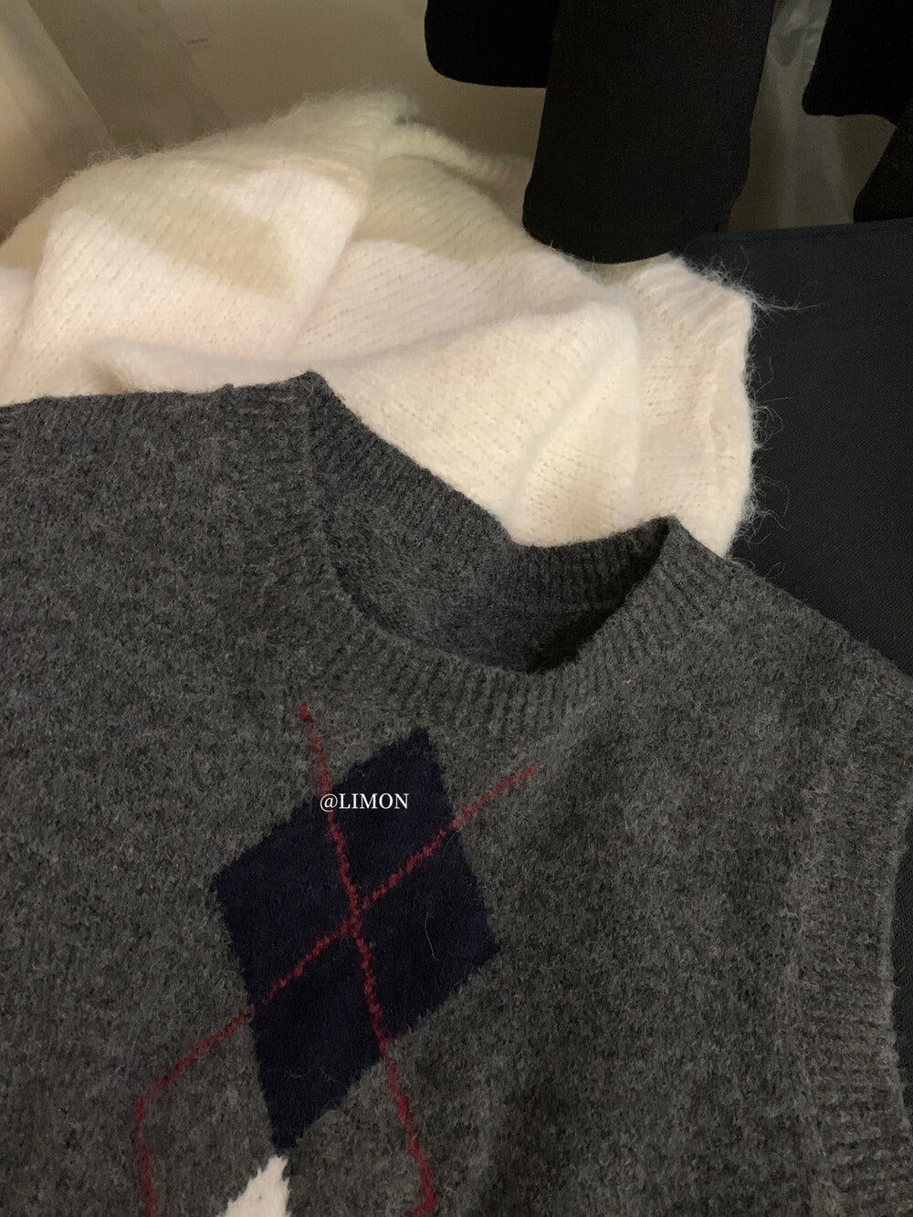 【L6880】實拍檸檬秋冬菱格針織開衫+圓領背心+針織裙251117