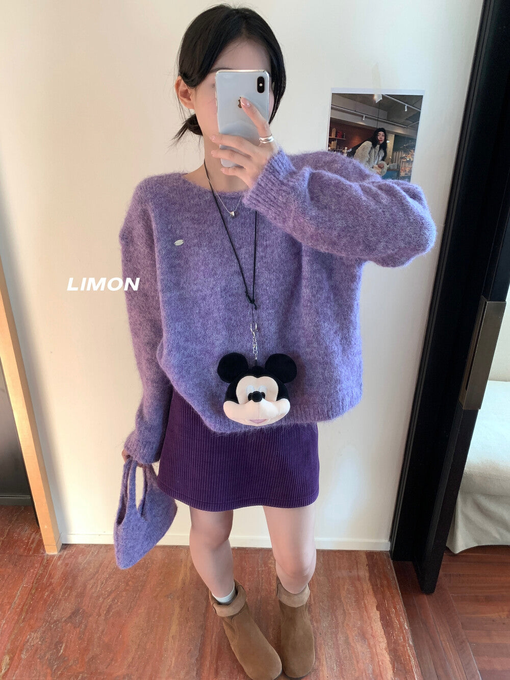 【L6873】實拍檸檬秋冬簡約軟糯保暖毛衣+針織手拎包251117