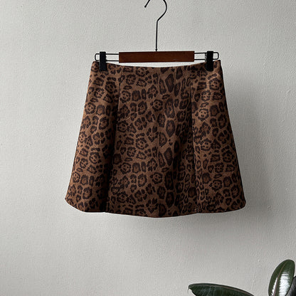 【Y82656】實拍美式復古豹紋A字裙(內有安全褲）251016
