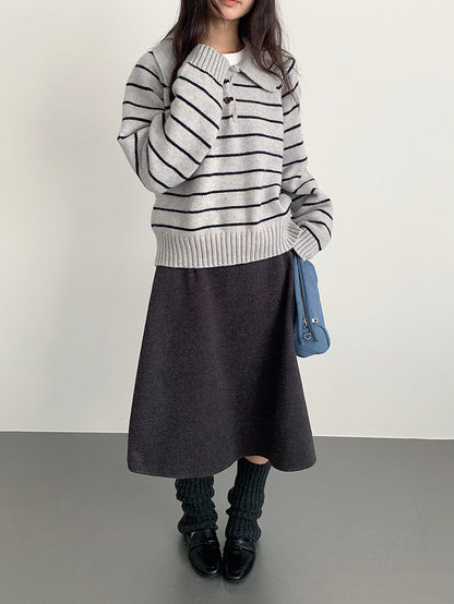 【LD11063】實拍復古條紋加厚棉羊絨針織毛衣251209
