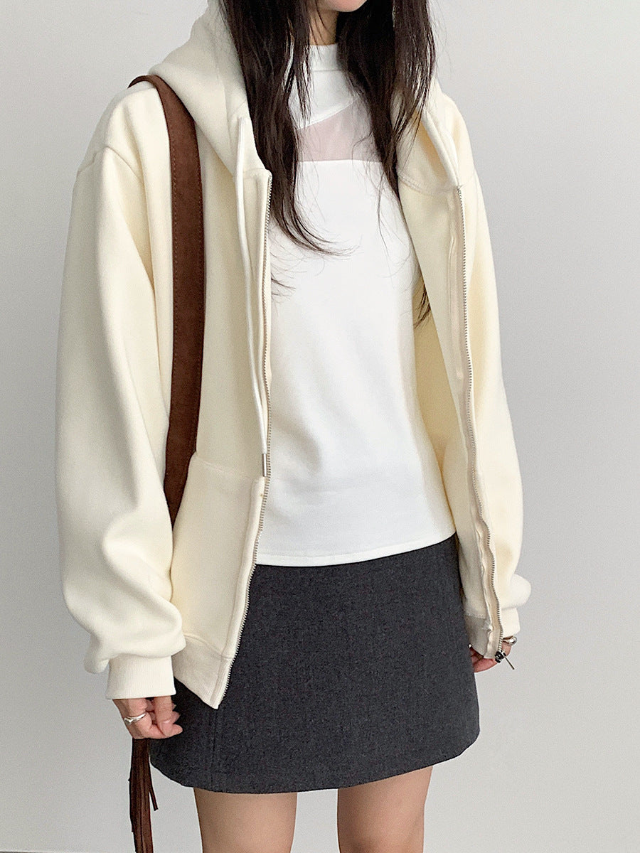 【LD11024】實拍氣質網紗拼接加絨半高領長袖T恤251124