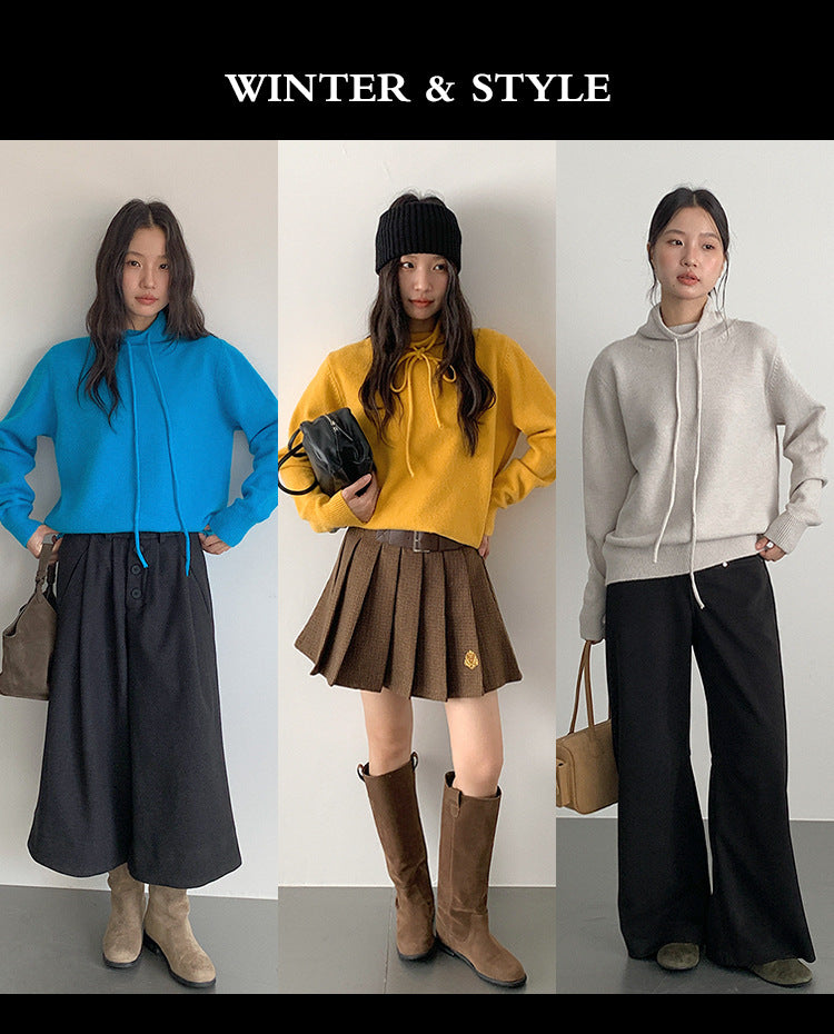 【LD3294】實拍慵懶復古立領羊駝絨針織衫251103