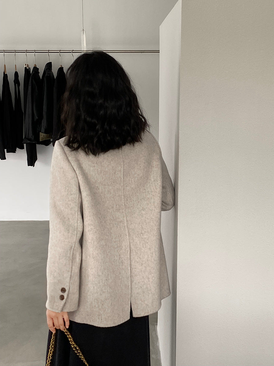 【cimz809】實拍復古雙面羊毛西裝外套+飄帶（羊毛100)251120