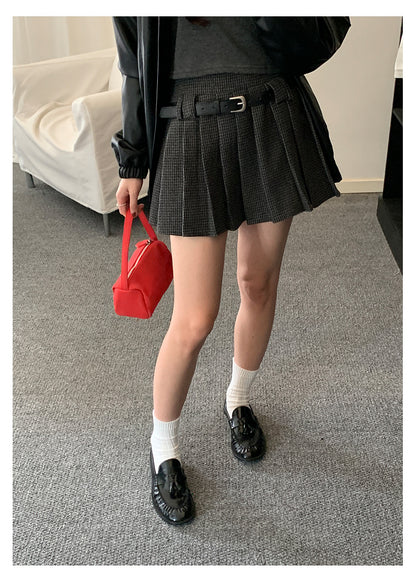 【H5492】實拍S~XL復古學院風磨毛百褶a字裙（內有安全褲）251109