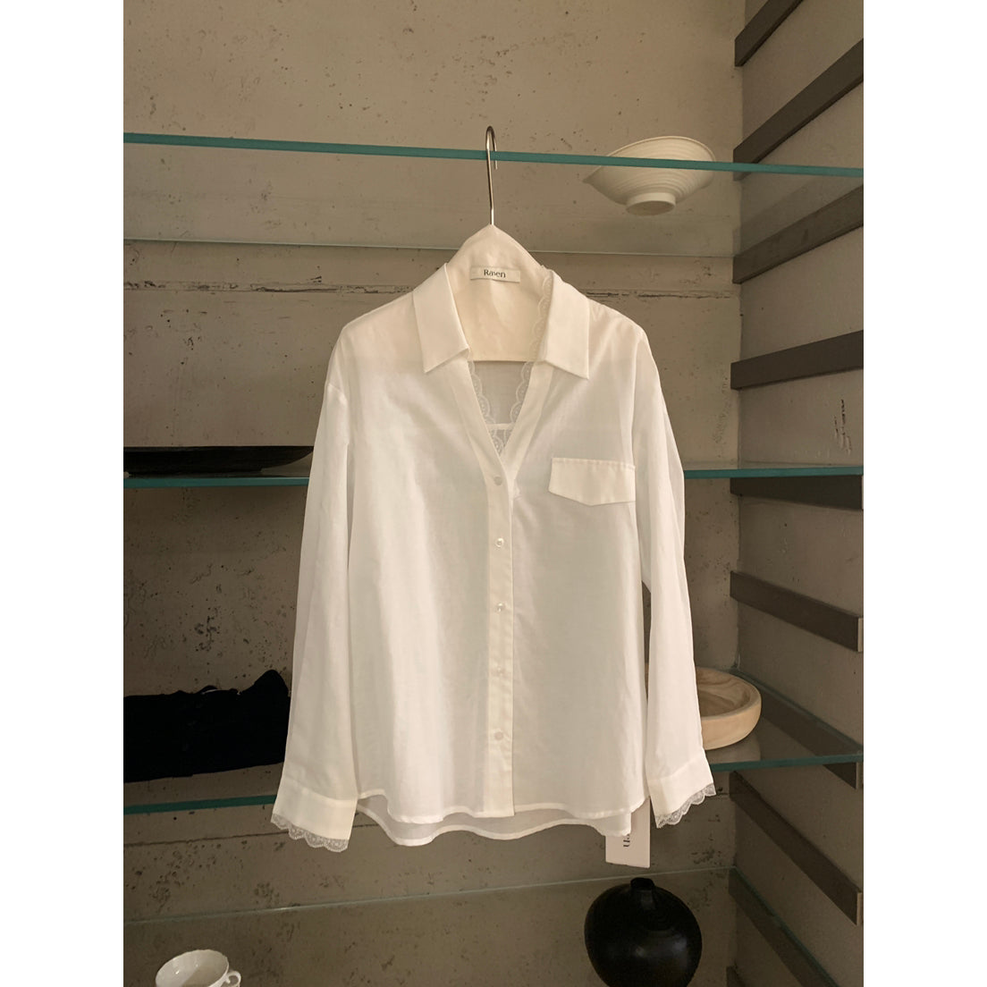 【LR2266】實拍imiss質感推薦！蕾絲苧麻長袖襯衫260305