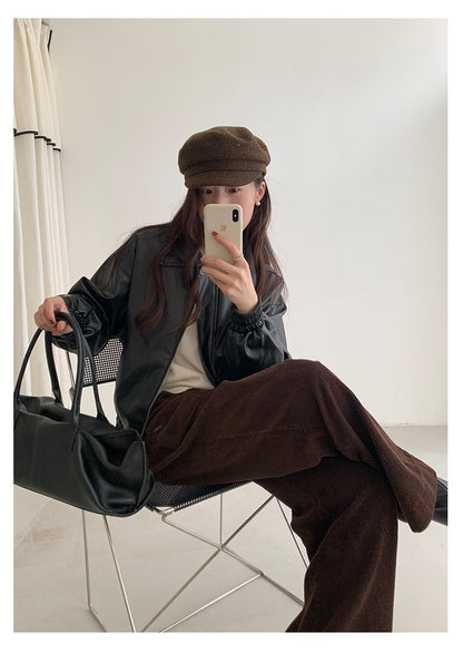 【H5480】實拍復古男友款PU皮外套251109