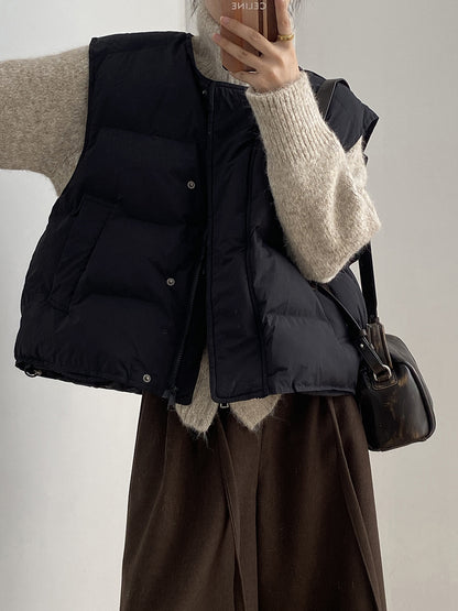 【Y82635】實拍秋冬簡約圓領棉背心251106