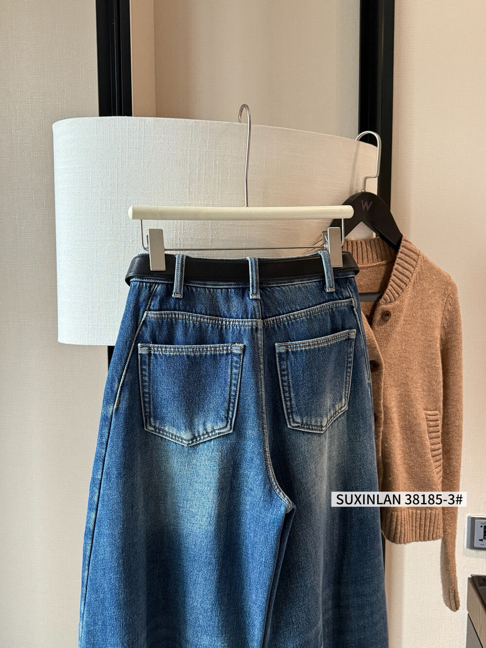 【L38185】實拍S~XL複合絨加厚保暖彎刀牛仔褲251208