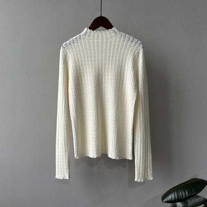 【Y312】實拍高單質感鏤空蕾絲半高領針織衫251106