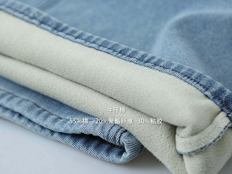 【LD11010】實拍S~XL復古加絨加厚高腰直筒牛仔褲251110