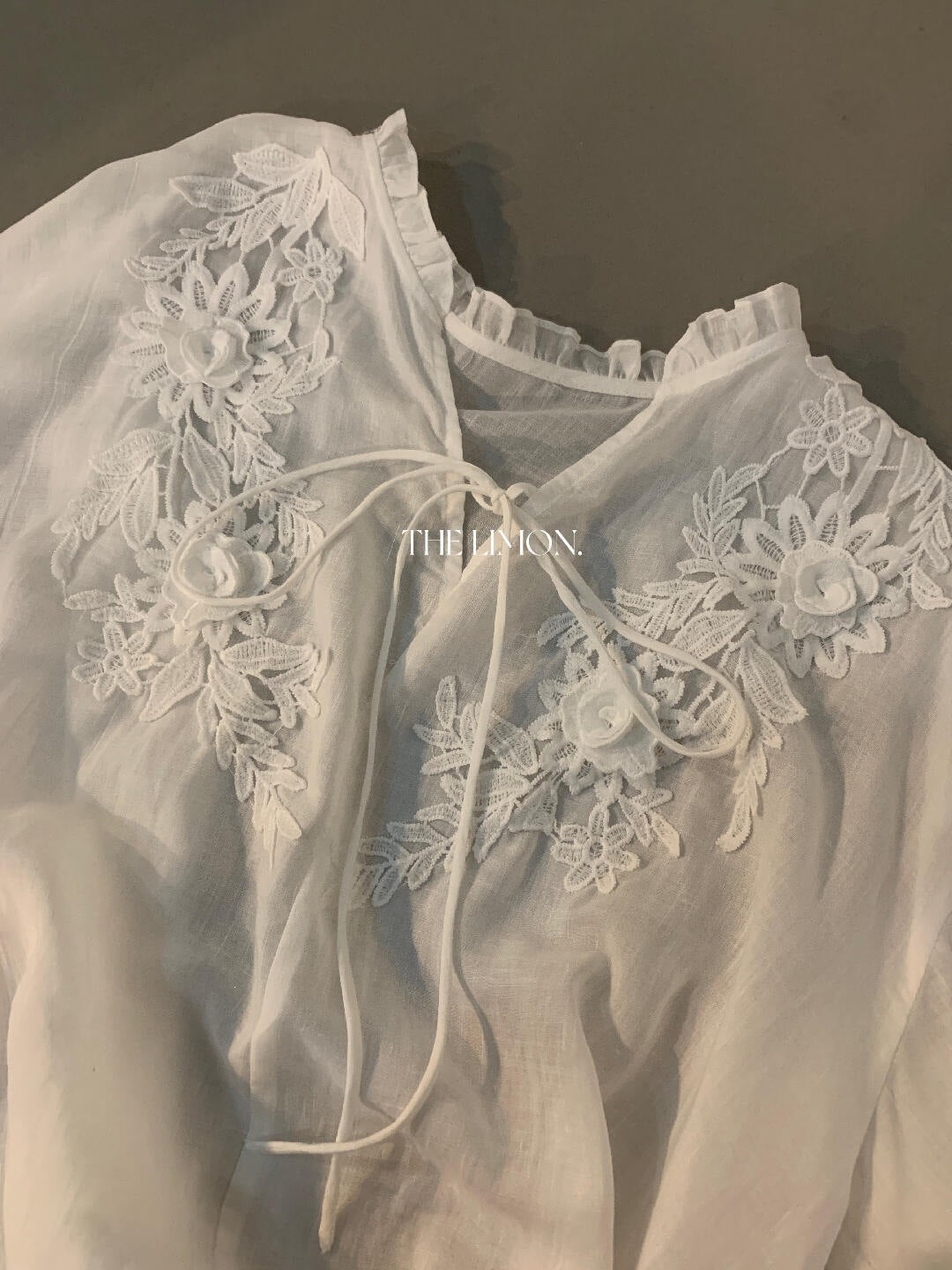 【L11165】檸檬家法式重工・提花寬鬆顯瘦V領長袖襯衫260831
