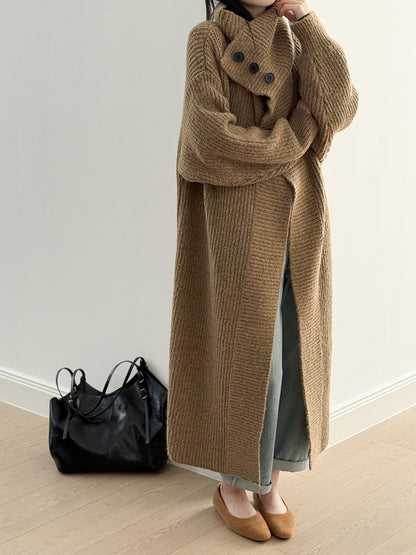 【Y913】實拍大翻領長針織大外套251106