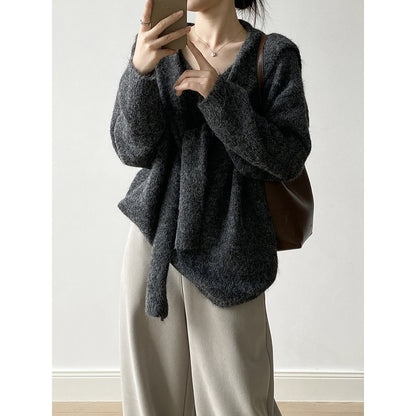 【Y25805】 實拍溫柔軟糯V領毛衣+針織披肩(含羊毛3％）251023