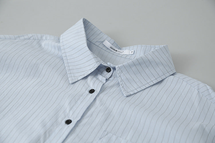 【LD003】實拍中性棉100氣質寬鬆條紋襯衫251103