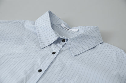 【LD003】實拍中性棉100氣質寬鬆條紋襯衫251103