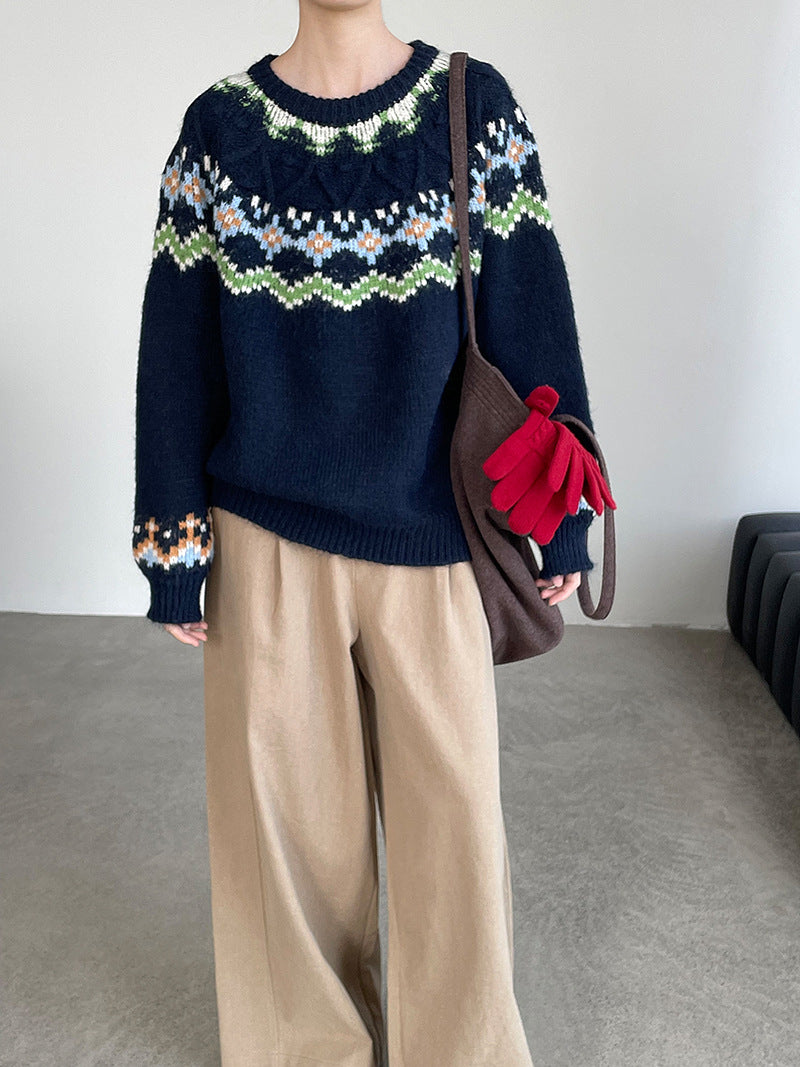 【cimMB850】實拍冬季必備复古費爾島提花針織毛衣251114