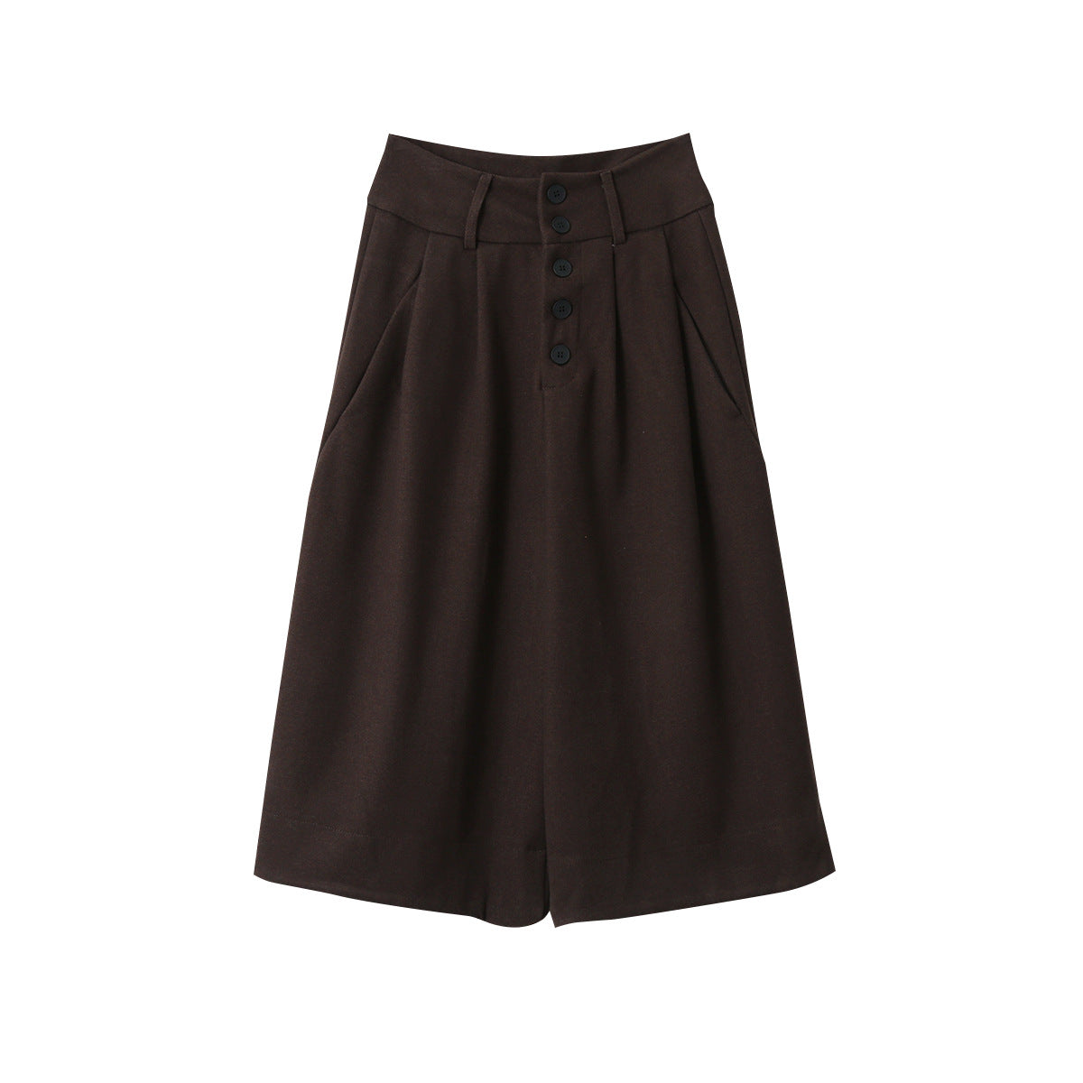 【LD3301】實拍韓系簡約高腰毛呢闊腿七分褲251103