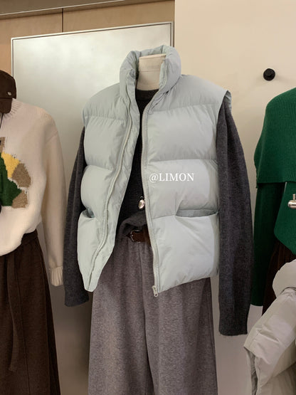 【L9309】實拍檸檬秋冬基礎款寬鬆百搭口袋拉鍊背心（內裡鋪棉）251117