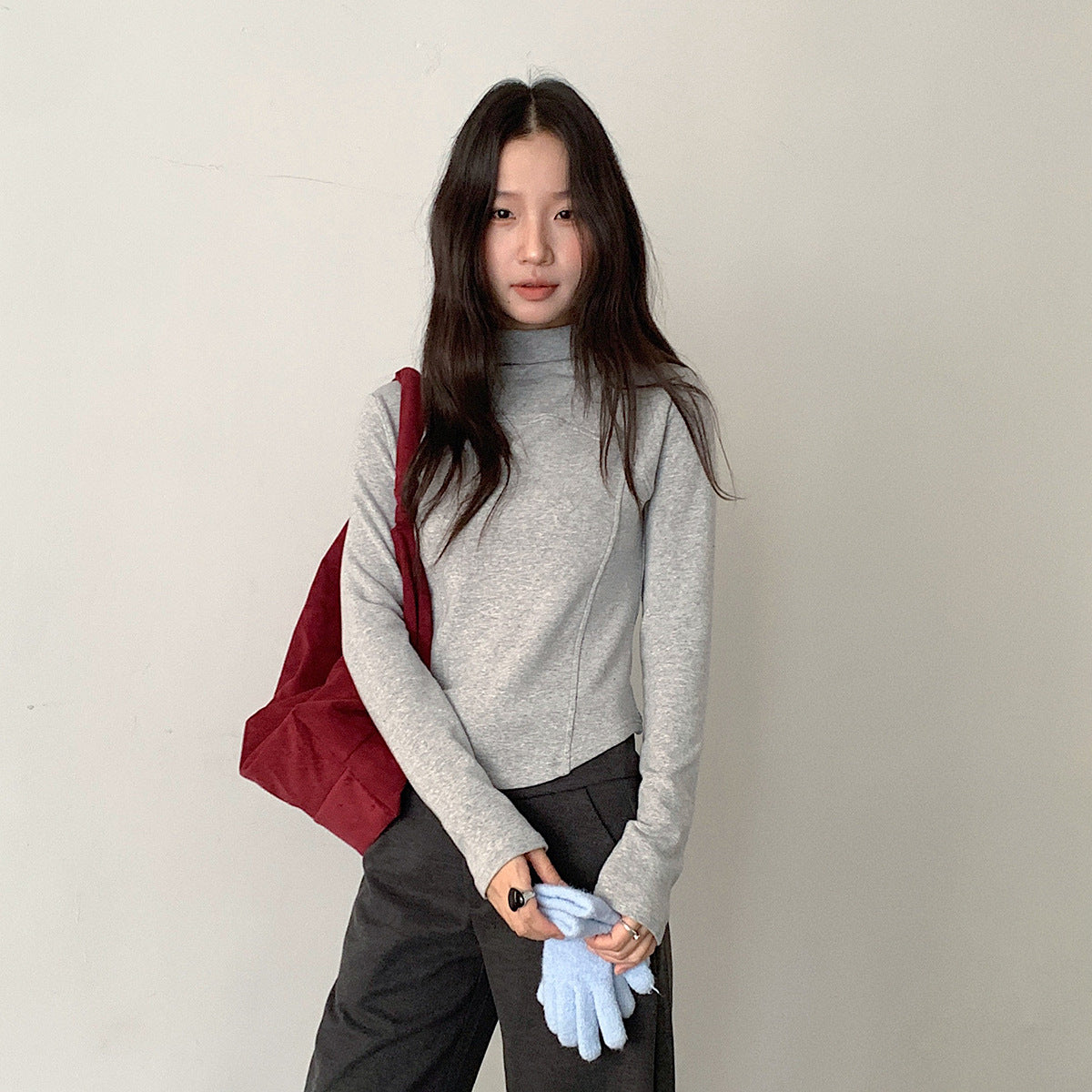 【LD11041】實拍羊绒簡約高領長袖T恤251202