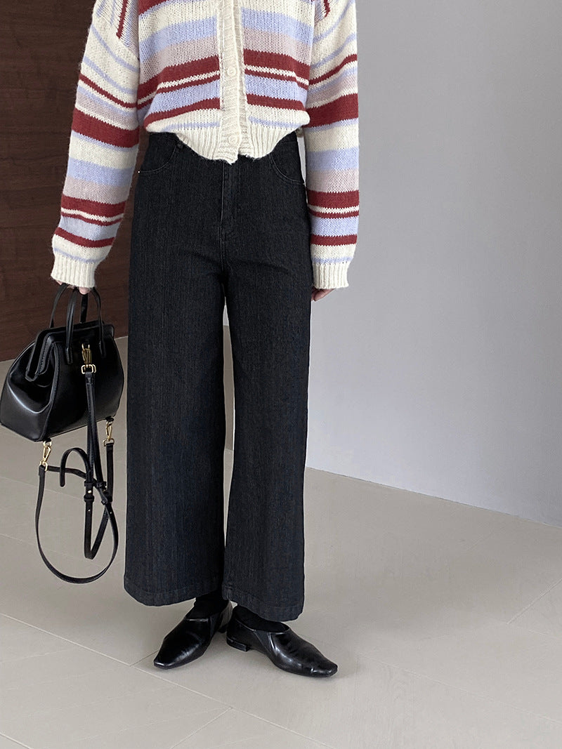 【cim6121】實拍超顯瘦顯腿直彈性九分黑色牛仔褲251030