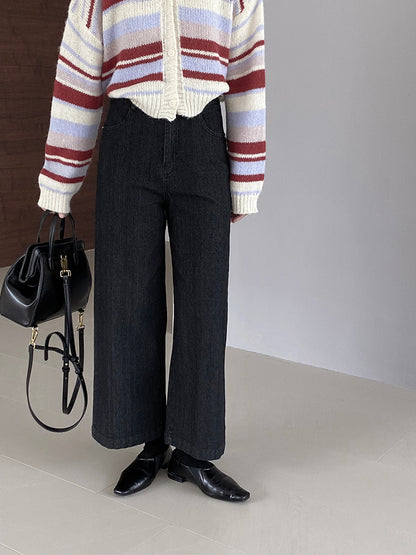 【cim6121】實拍超顯瘦顯腿直彈性九分黑色牛仔褲251030