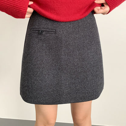 【LD11068】實拍S~XL加厚羊毛呢高腰a字短裙(羊毛10%)251209