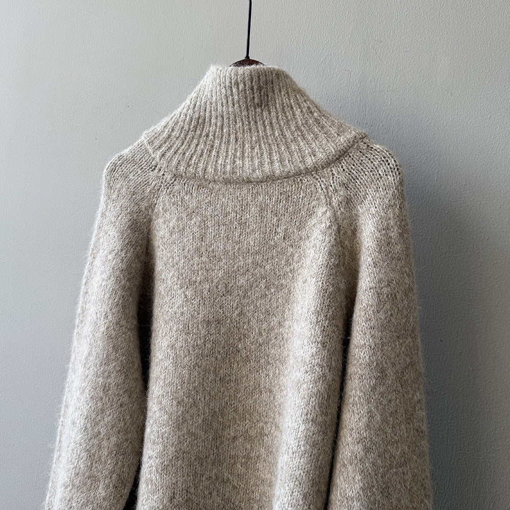 【YP1042】 實拍軟糯寬鬆高領針織毛衣外套(含羊毛4%) 251023