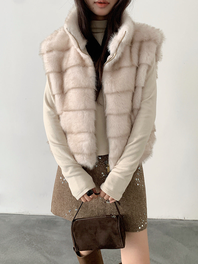 【LD11042】實拍皮毛一體立領拉鍊背心外套251202