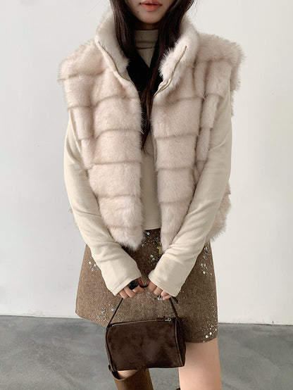 【LD11042】實拍皮毛一體立領拉鍊背心外套251202