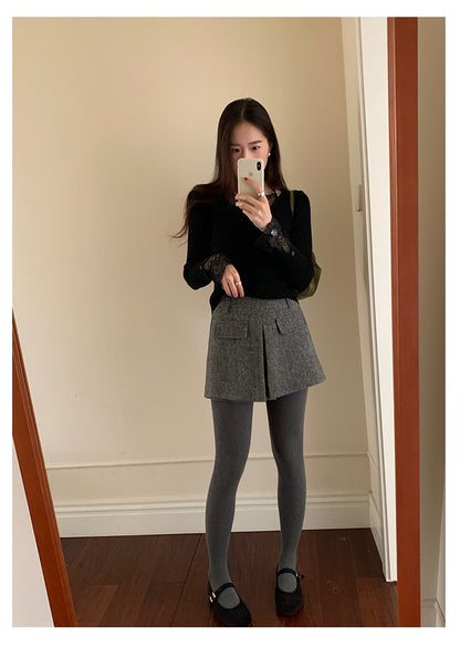 【H5523】實拍S~XL氣質千金質感高腰A字裙褲251125