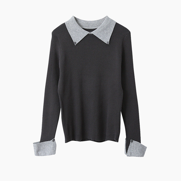 【LD11026】實拍絕美法式針織坑條假2件針織衫251124