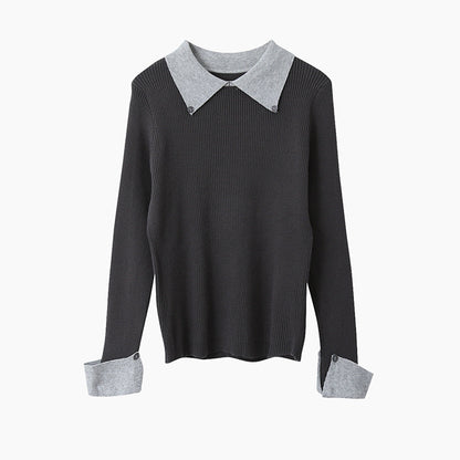 【LD11026】實拍絕美法式針織坑條假2件針織衫251124