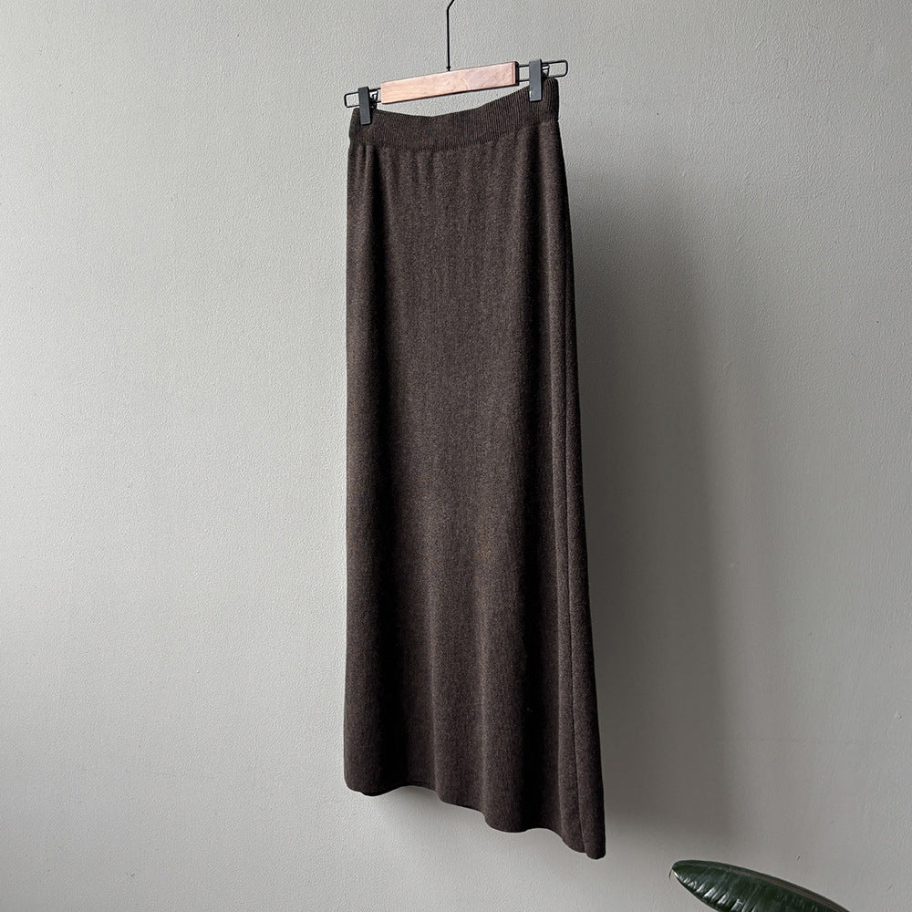 【YP682】 實拍高腰軟糯垂感針織長裙251023