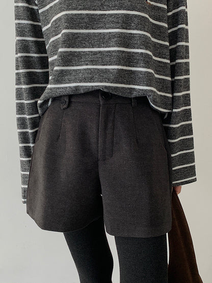 【LD11044】實拍厚款毛呢西裝短褲後鬆緊腰251202