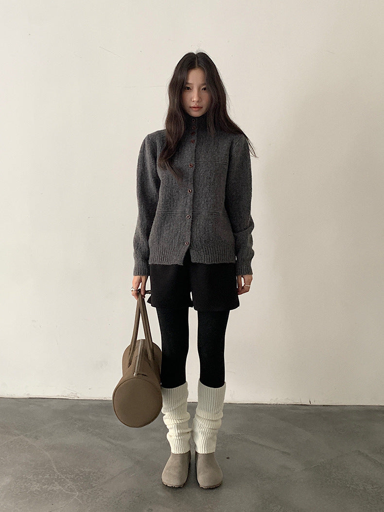 【LD11044】實拍厚款毛呢西裝短褲後鬆緊腰251202