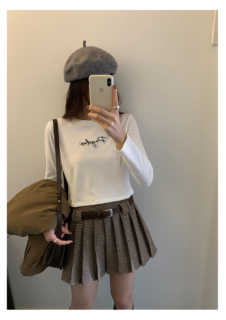 【H5482】實拍磨毛舒適質感刺繡長袖T恤251109