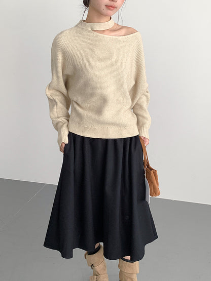 【LD11029】實拍韓系掛脖鏤空露肩針織毛衣251124