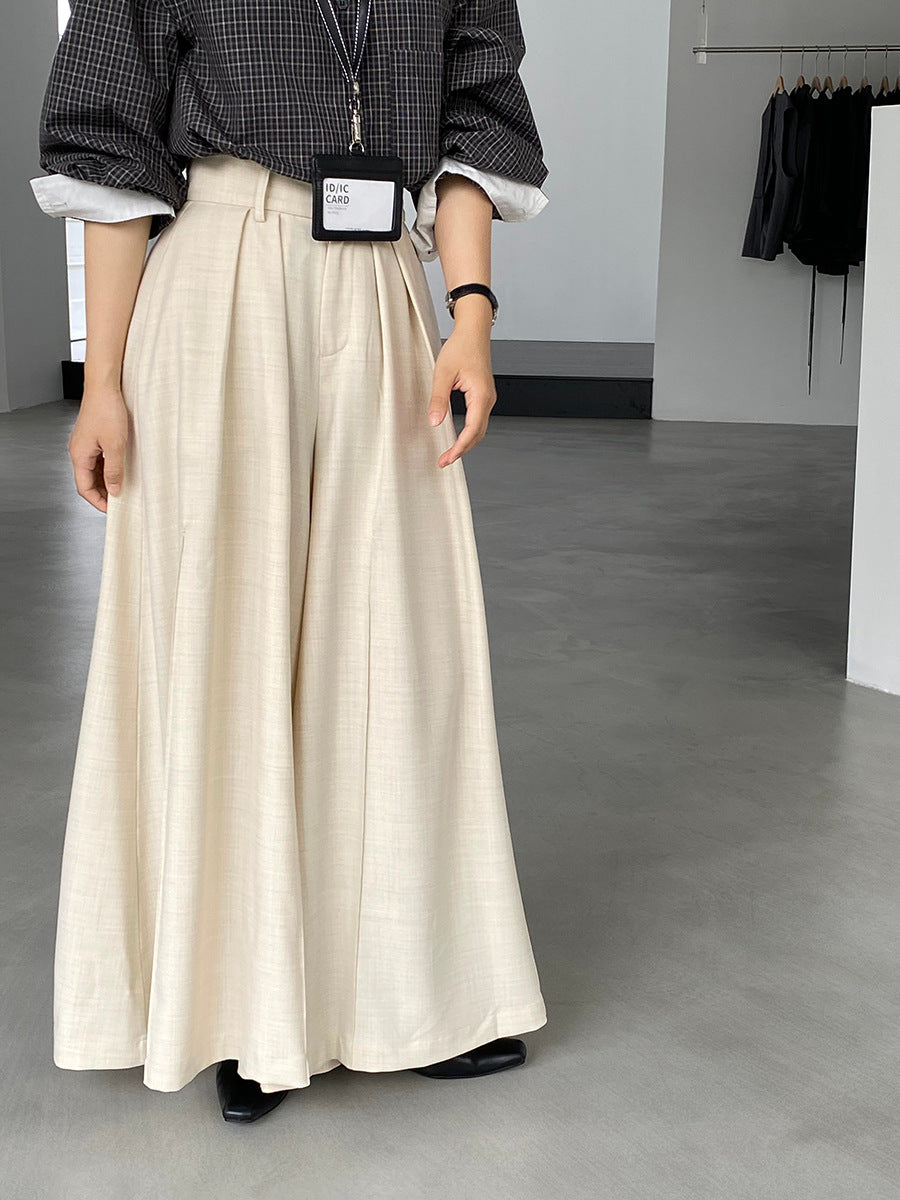 【cim1653】實拍秋日必備高腰壓褶大擺西裝褲251030