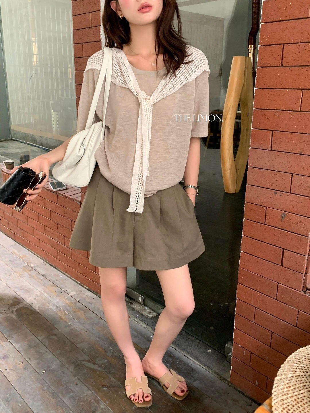 【L10728】韓系極簡百搭款☁️舒適顯瘦高腰休閒短褲(附皮帶)260526