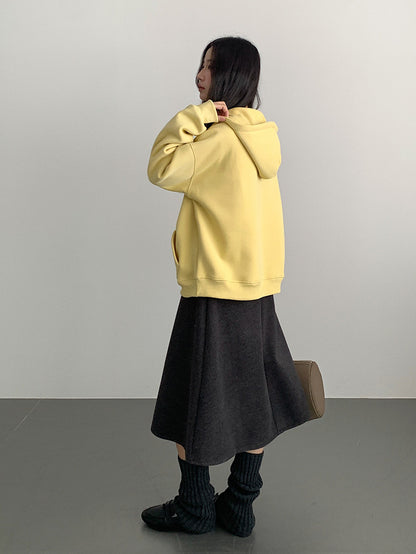 【LD11064】實拍慵懶灰色加絨加厚連帽寬鬆衞衣251209