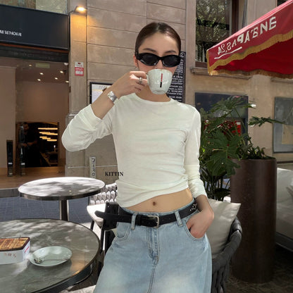 【LK3059】KITTIN 軟糯親膚・修身彈力圓領長袖T恤260921