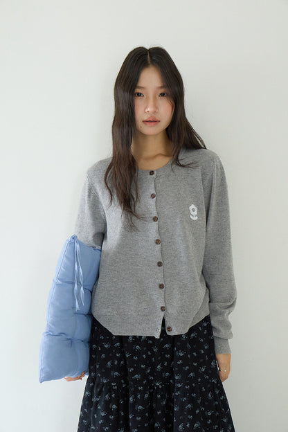 【LD3196】實拍刺繡小花長袖針織小外套250929