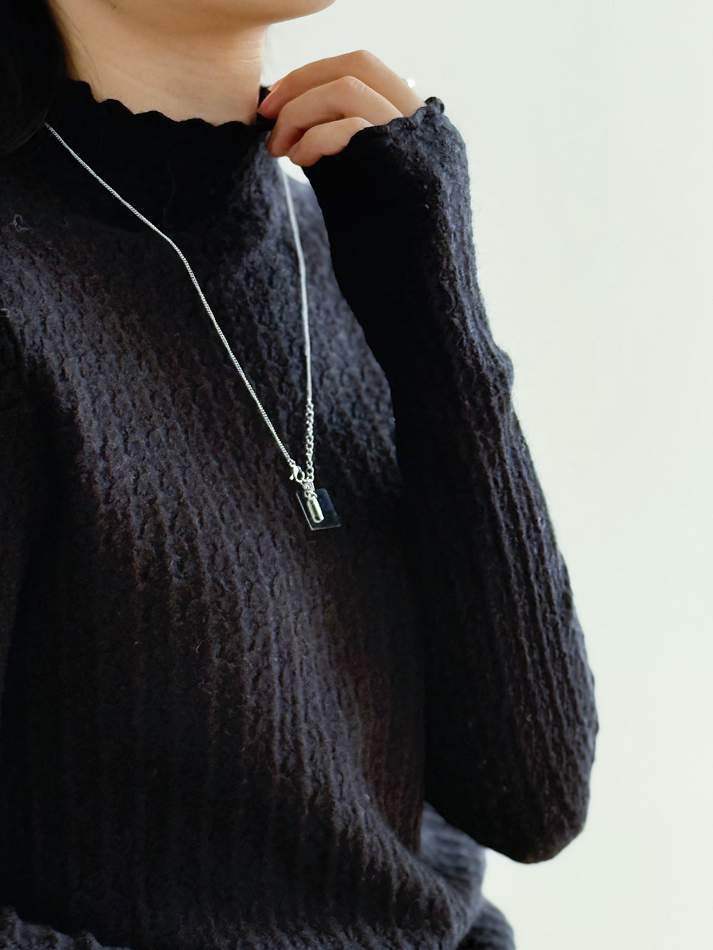 【Y312】實拍高單質感鏤空蕾絲半高領針織衫251106